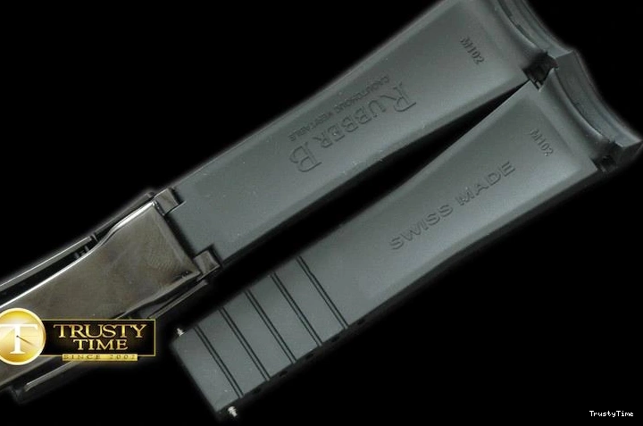 0315 ROLACC009 – Black Rubber Strap 20 18 with PVD Insignia Clasp Casual 834